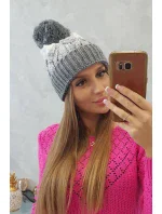 Dámska čiapka s brmbolcom Abigail K326 sivá+biela