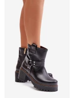 Damskie Skórzane Botki Na Zamek Lewski 3435 Czarne