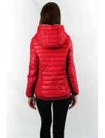 Červená prešívaná dámska bunda s kapucňou (B9561)
