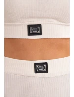 Súprava s blúzou hore pruhovaná svetlo béžová