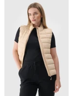 Bezrękawnik Damski Puchowy Ze Stójką 4F 4FWAW24TVJAF139-83S Beżowy