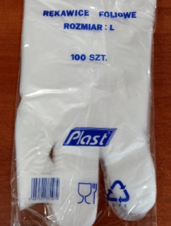 Fóliové rukavice Hdpe 100 kusov, veľkosť L /Z100/