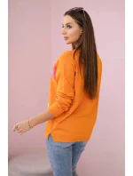 Svetrová blúzka s oranžovým kvetinovým vzorom Svetrová blúzka s oranžovým kvetinovým vzorom