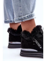 Buty Sportowe Na Platformie Z Futerkiem Czarne Jamarie