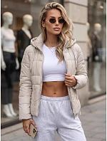 Dámska prešívaná bunda s kapucňou, svetlošedá, FashionStreet TY5860 Dámska prešívaná bunda s kapucňou, svetlošedá, FashionStreet TY5860