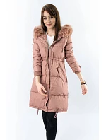 Dámska dlhá zimná bunda s kapucňou Old Pink (7752) Dámska dlhá zimná bunda s kapucňou Old Pink (7752)