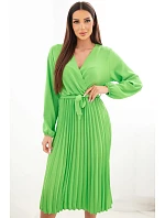 Šaty s plisovaným spodným dielom svetlozelené
