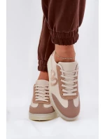 Niskie Buty Sportowe Damskie Z Eko Skóry Beżowe Iladira