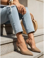 Dámske semišové čižmy s otvoreným podpätkom béžovej farby FashionStreet ZY1386