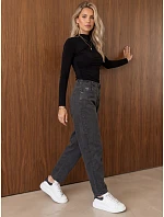 Dámske džínsy Mom Fit s vysokým pásom, tmavošedé, FashionStreet UY3209 Dámske džínsy Mom Fit s vysokým pásom, tmavošedé, FashionStreet UY3209