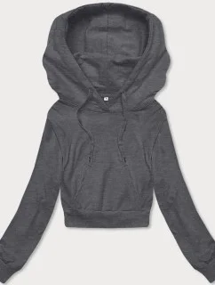 Krátka mikina s kapucňou tmavosivá (8B939-5)