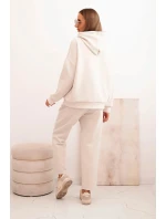 Dámska súprava maslová mikina s kapucňou a nohavice s opaskom béžová Dámska súprava maslová mikina s kapucňou a nohavice s opaskom béžová