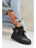Wysokie Sneakersy Z Saszetką Na Platformie Czarne Saramis