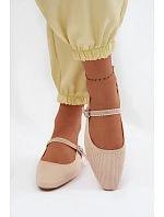 Materiálové Dámské Baleríny S Páskem Selrene