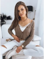 Dámsky sveter RIGLA béžový FashionStreet MY1637 Dámsky sveter RIGLA béžový FashionStreet MY1637