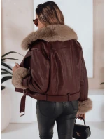 Dámska kožená bunda s kožušinou bordová FashionStreet TY5208 Dámska kožená bunda s kožušinou bordová FashionStreet TY5208