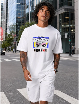 Pánske bavlnené tričko oversize s potlačou FashionStreet NX1037R Pánske bavlnené tričko oversize s potlačou FashionStreet NX1037R