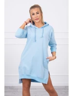 Šaty s kapucňou a dlhším chrbtom modré