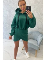 Zateplené šaty s obálkovým spodným dielom tmavo zelené
