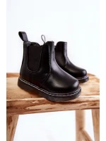 Dziecięce Skórzane Ocieplane Botki Czarne Porky