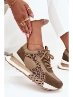 Dámske kožené tenisky na platforme s leopardím vzorom Artiker 55C0089, hnedé Dámske kožené tenisky na platforme s leopardím vzorom Artiker 55C0089, hnedé
