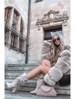 Dámské kotníkové boty na podpatku s třásněmi a stahováním vyhřívané béžové Darlina