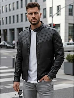 Pánska kožená bunda čierna FashionStreet TX4243