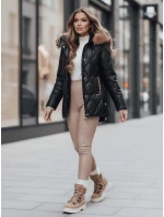 Dámska zimná bunda LUMORE prešívaná s kapucňou čierna FashionStreet TY4723