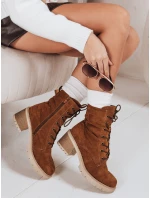 Dámske semišové šnurovacie čižmy camel FashionStreet ZY1236
