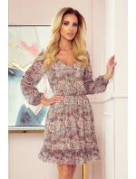 Bakara - Vzdušné šifónové dámske šaty so vzorom "Boho" as dekoltom 295-1