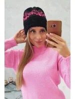 Dámska čiapka Kira K374 black+pink