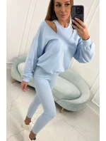 3-dielny set mikina + top + legíny modrá