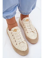 Krajkové tenisky Espadryle na platformě Lee Cooper LCW-26-31-4328 Béžové