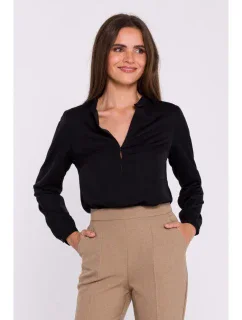 S375 Blúzka s dlhými rukávmi - čierna