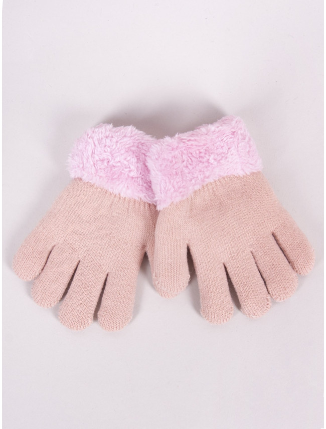 Dievčenské päťprsté dvojvrstvové rukavice Yoclub RED-0103G-AA50-001 Pink