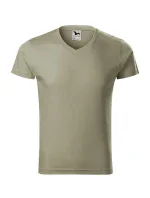 Pánske tričko Slim Fit s výstrihom do V, svetlá khaki