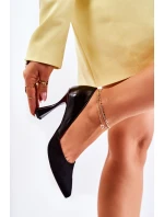 Modne Skórzane Czółenka W Szpic Czarne Mailla