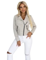 481-4 Semišové ramonesky s dlhými rukávmi a zipsami - svetlo béžové