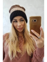 Bojana fleecová čiapka K265 black+beige+cappuccino