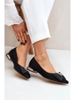 Eleganckie Zamszowe Baleriny Damskie Z Kokardką Laura Messi 2893 Czarne