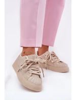 Sneakersy Damskie Ze Zdobieniem Na Platformie Beżowe Eanneth