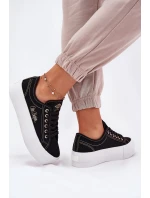 Dámske textilné tenisky na platforme Lee Cooper LCW-25-31-3431L black Dámske textilné tenisky na platforme Lee Cooper LCW-25-31-3431L black