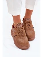 Skórzane Damskie Sneakersy Na Platformie Daniel Lopez Just Dare SS2D4005 Brązowe