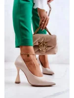 Dámske lodičky na ihličkovom podpätku 6AD/23 Béžová - LEWSKI