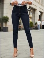 Dámske úzke džínsy s vysokým pásom tmavomodré FashionStreet UY2865 Dámske úzke džínsy s vysokým pásom tmavomodré FashionStreet UY2865