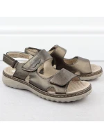 Dámske hnedé kožené sandále Rieker 60462-90 so suchým zipsom