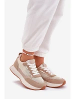 Buty Sportowe Damskie Z Siateczką Na Platformie Khaki Poova