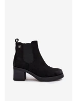 Botki Sztyblety Damskie Na Obcasie Ocieplane Czarne Zelia