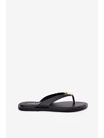 Dámské ploché žabky s zlatým detailem Černé Tella