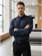 Pánska tmavomodrá vzorovaná košeľa slim fit FashionStreet DX2689